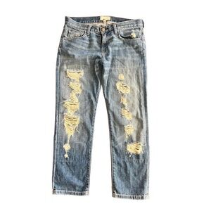 Current/Elliott Womens The Boyfriend Jeans Light Wash Distressed Ripped Casual